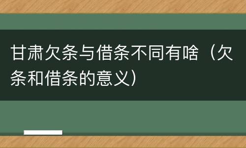 甘肃欠条与借条不同有啥（欠条和借条的意义）