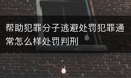 帮助犯罪分子逃避处罚犯罪通常怎么样处罚判刑
