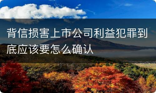 背信损害上市公司利益犯罪到底应该要怎么确认