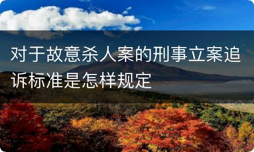 对于故意杀人案的刑事立案追诉标准是怎样规定