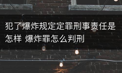 犯了爆炸规定定罪刑事责任是怎样 爆炸罪怎么判刑