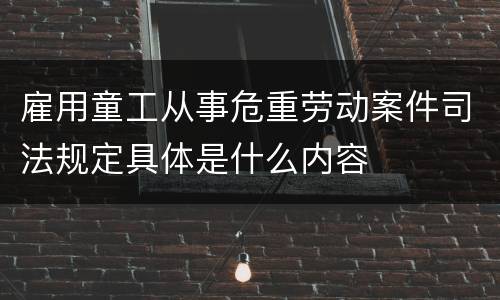 雇用童工从事危重劳动案件司法规定具体是什么内容