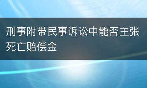 刑事附带民事诉讼中能否主张死亡赔偿金