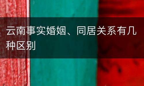 云南事实婚姻、同居关系有几种区别