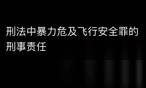 刑法中暴力危及飞行安全罪的刑事责任