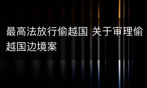 最高法放行偷越国 关于审理偷越国边境案