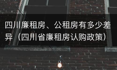 四川廉租房、公租房有多少差异（四川省廉租房认购政策）