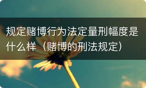 规定赌博行为法定量刑幅度是什么样（赌博的刑法规定）