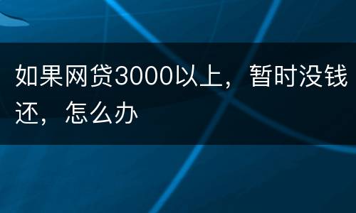 如果网贷3000以上，暂时没钱还，怎么办