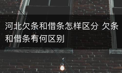 河北欠条和借条怎样区分 欠条和借条有何区别