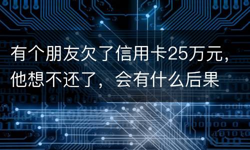 有个朋友欠了信用卡25万元，他想不还了，会有什么后果