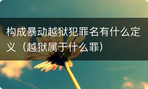 构成暴动越狱犯罪名有什么定义（越狱属于什么罪）