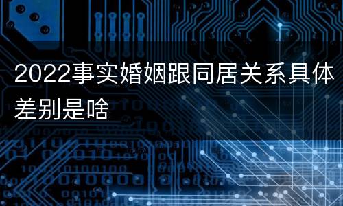 2022事实婚姻跟同居关系具体差别是啥