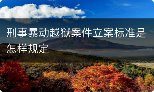 刑事暴动越狱案件立案标准是怎样规定