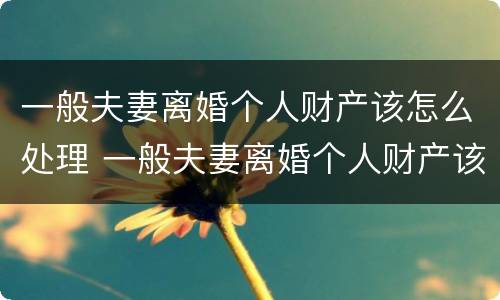 一般夫妻离婚个人财产该怎么处理 一般夫妻离婚个人财产该怎么处理呢