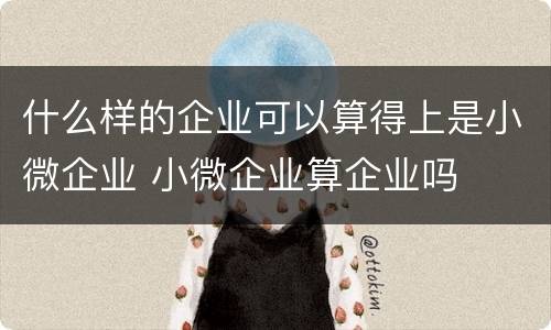 什么样的企业可以算得上是小微企业 小微企业算企业吗