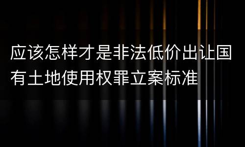 应该怎样才是非法低价出让国有土地使用权罪立案标准