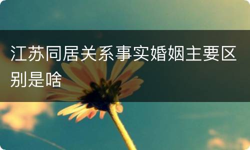 江苏同居关系事实婚姻主要区别是啥