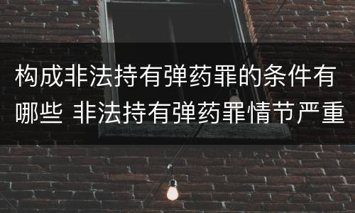 构成非法持有弹药罪的条件有哪些 非法持有弹药罪情节严重