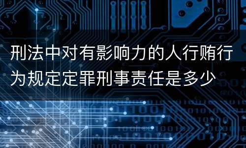 刑法中对有影响力的人行贿行为规定定罪刑事责任是多少