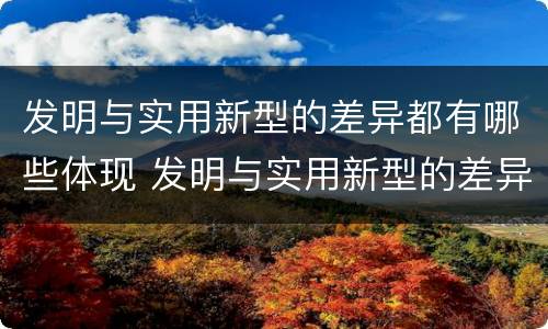 发明与实用新型的差异都有哪些体现 发明与实用新型的差异都有哪些体现出来