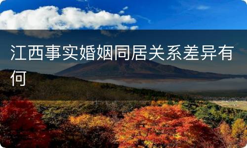 江西事实婚姻同居关系差异有何