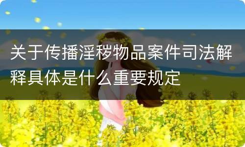 关于传播淫秽物品案件司法解释具体是什么重要规定
