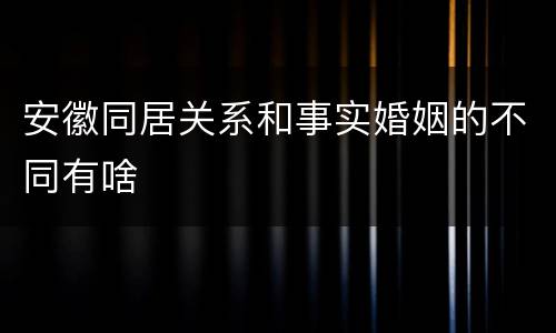 安徽同居关系和事实婚姻的不同有啥