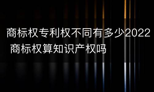 商标权专利权不同有多少2022 商标权算知识产权吗