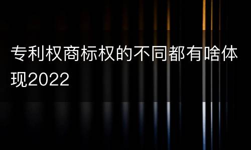 专利权商标权的不同都有啥体现2022