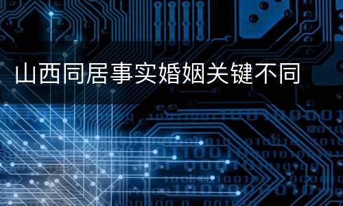 山西同居事实婚姻关键不同