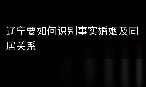 辽宁要如何识别事实婚姻及同居关系
