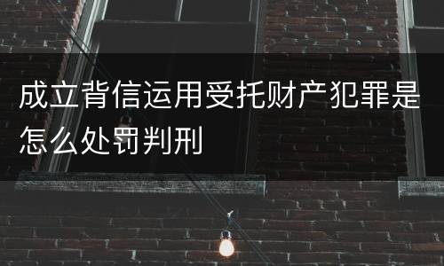 成立背信运用受托财产犯罪是怎么处罚判刑