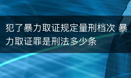 犯了暴力取证规定量刑档次 暴力取证罪是刑法多少条