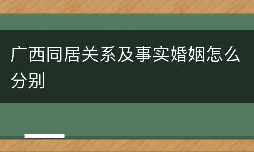 广西同居关系及事实婚姻怎么分别