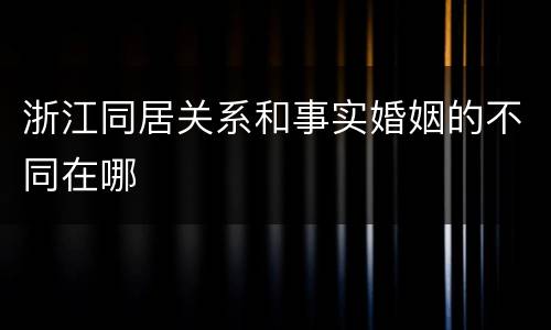 浙江同居关系和事实婚姻的不同在哪
