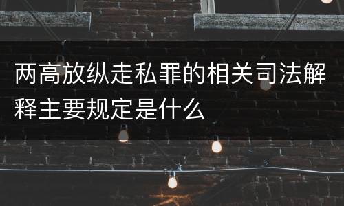两高放纵走私罪的相关司法解释主要规定是什么