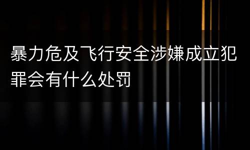 暴力危及飞行安全涉嫌成立犯罪会有什么处罚