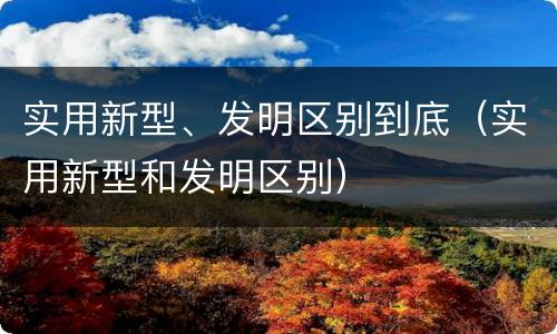实用新型、发明区别到底（实用新型和发明区别）