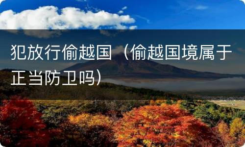 犯放行偷越国（偷越国境属于正当防卫吗）