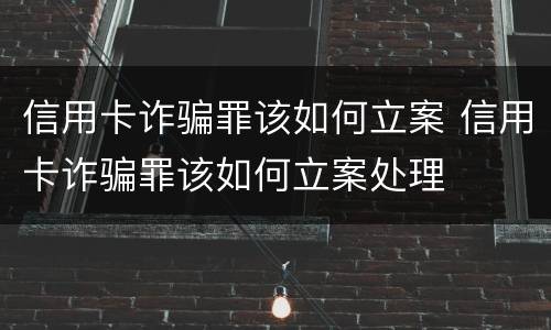 信用卡诈骗罪该如何立案 信用卡诈骗罪该如何立案处理