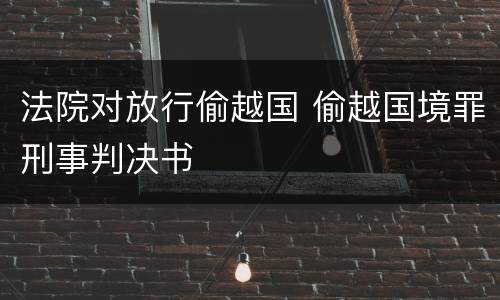 法院对放行偷越国 偷越国境罪刑事判决书
