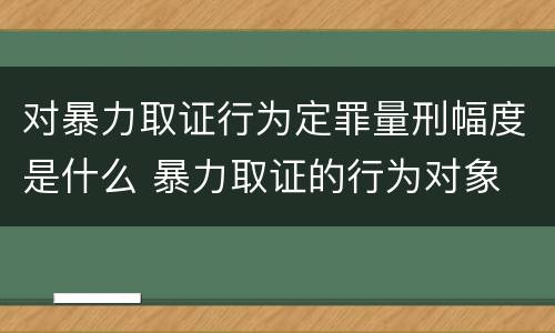 对暴力取证行为定罪量刑幅度是什么 暴力取证的行为对象