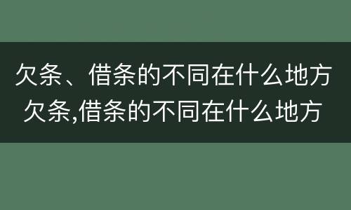 欠条、借条的不同在什么地方 欠条,借条的不同在什么地方起诉