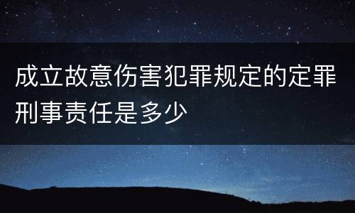 成立故意伤害犯罪规定的定罪刑事责任是多少