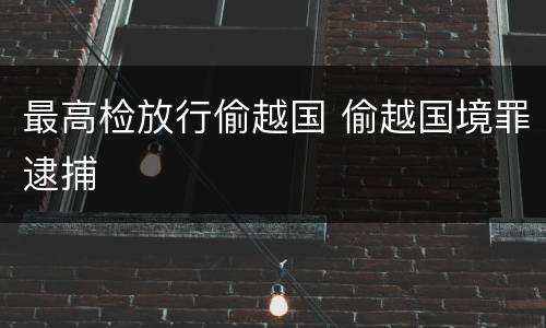 最高检放行偷越国 偷越国境罪逮捕