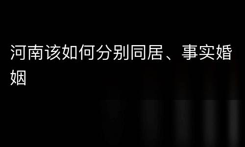 河南该如何分别同居、事实婚姻