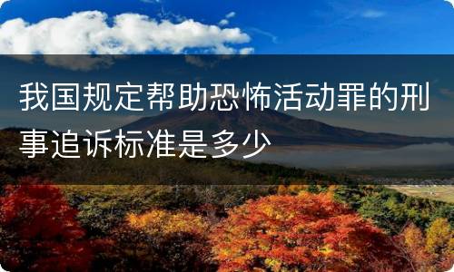 我国规定帮助恐怖活动罪的刑事追诉标准是多少