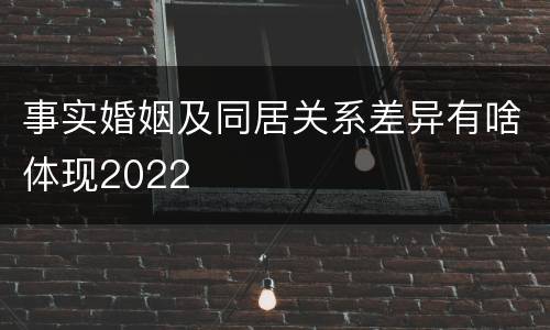 事实婚姻及同居关系差异有啥体现2022