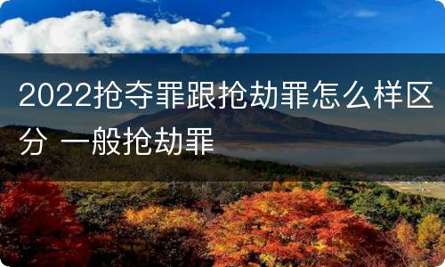 2022抢夺罪跟抢劫罪怎么样区分 一般抢劫罪
